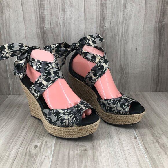 Ugg Wedge Sandals Womens 9 Lucianna Wrap Espadrille Platform Shoes - Picture 4 of 12